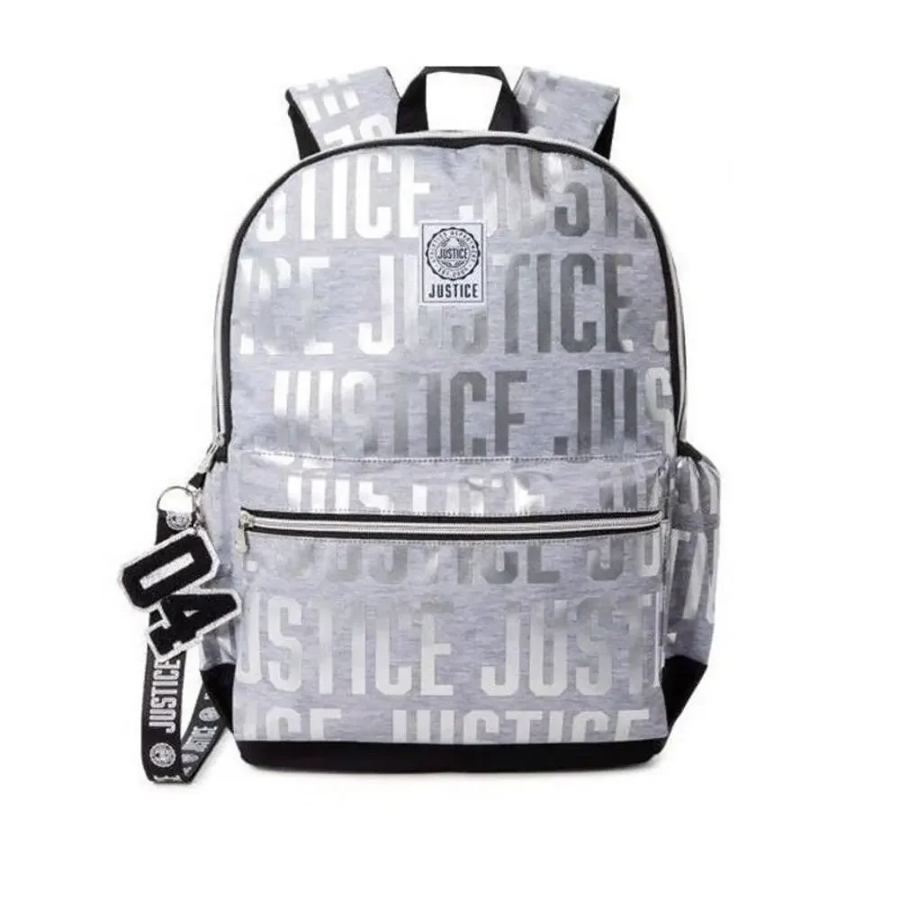 NEW Girls Justice Backpack.  School Bag book bag Silver, Gray